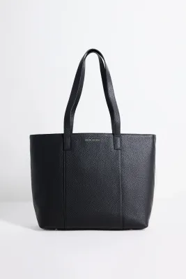 Milan Black Leather Tote Bag