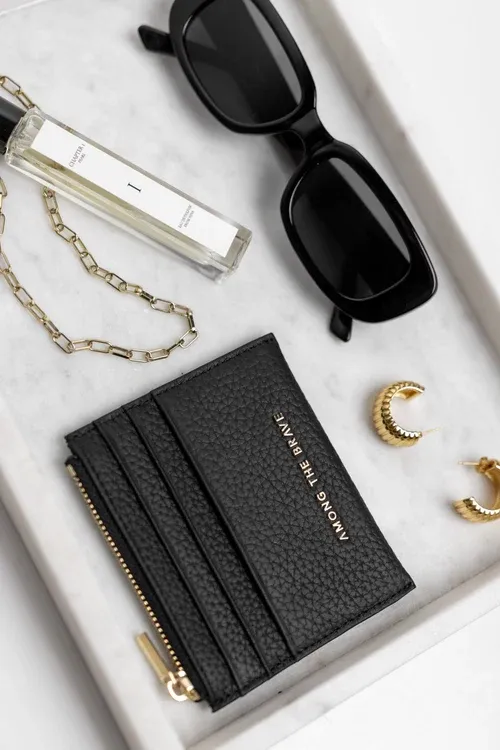 Small Black Leather Card Holder