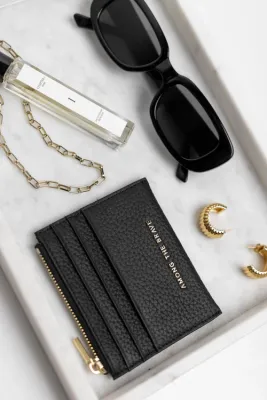 Small Black Leather Card Holder