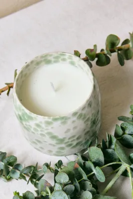 Green Splash Glazed Ceramic Soy Wax Candle