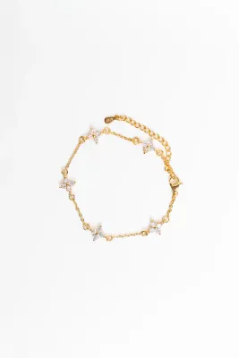 Sparkle Star Charm 14k Gold Plate Bracelet