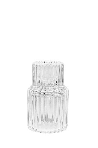 Ribbed Glass Candle Holder - Clear