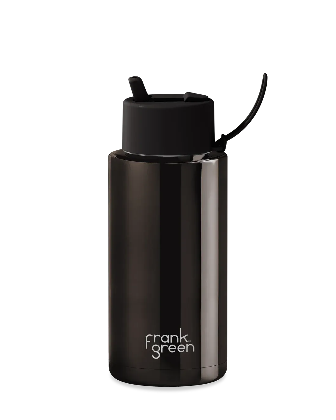 1L Chrome Bottle with Flip Straw Lid