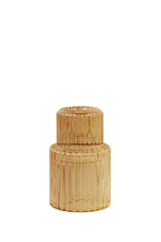 Ribbed Glass Candle Holder - Gold