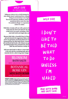 Wild Side Mini Bath Bomb And Salty Soak - I Don't Like To Be Told What To Do Unless I'm Naked - Blossom, Botanical Rose Gin