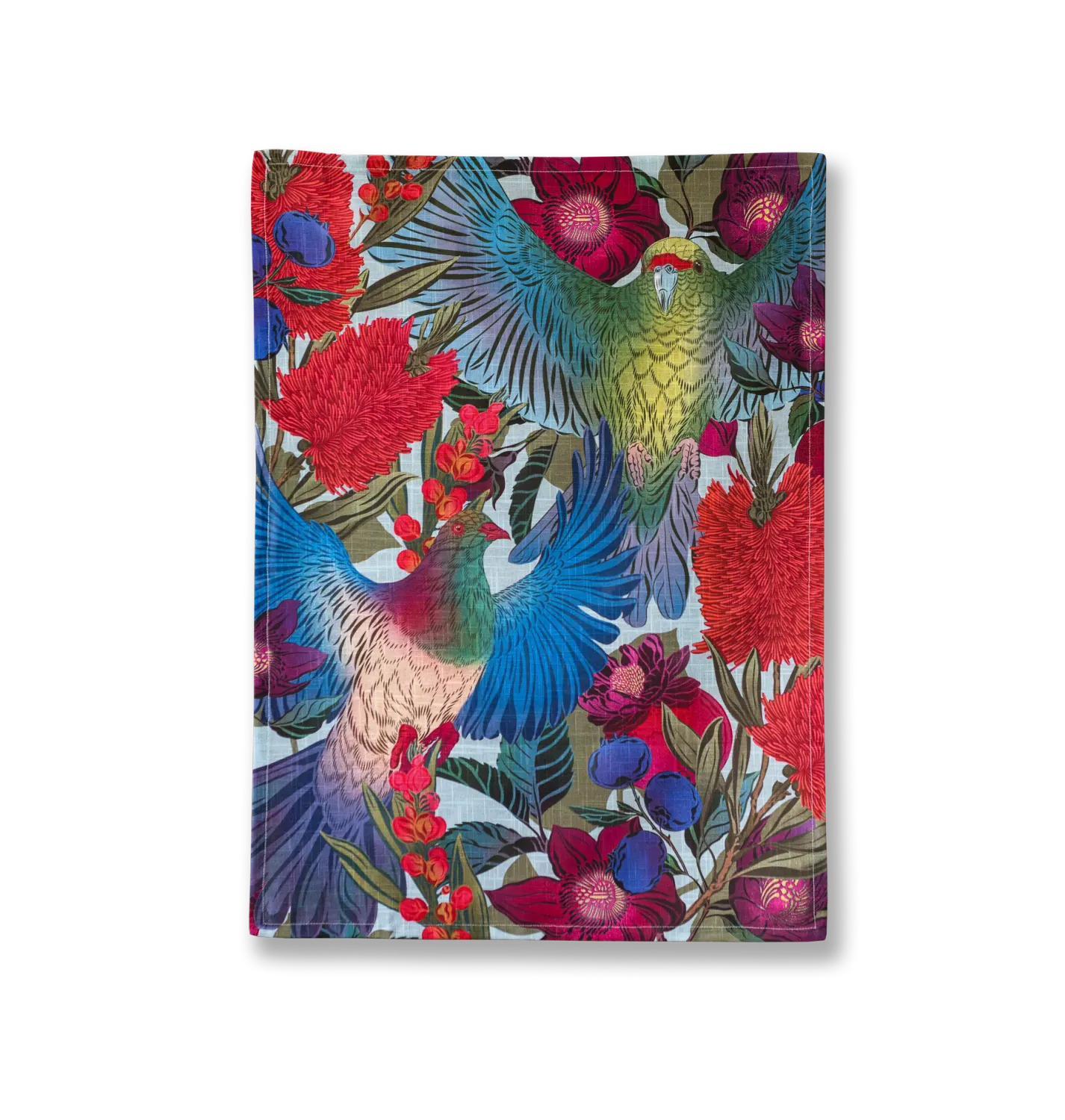 Kererū &amp; Kākāriki Tea Towel