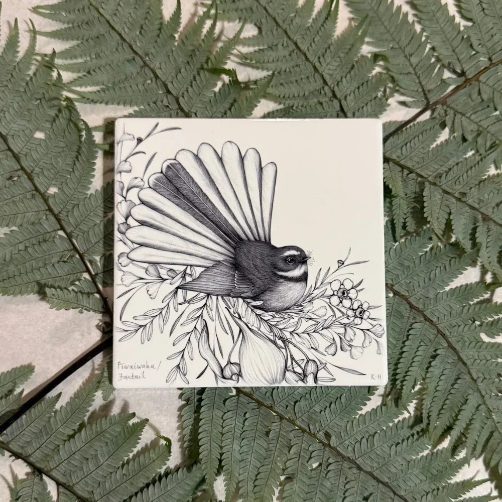 Katy Hayward Coaster - Pīwaiwaka/ Fantail