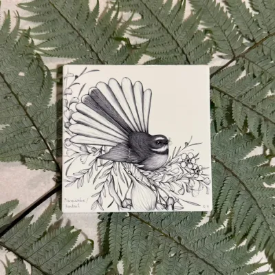 Katy Hayward Coaster - Pīwaiwaka/ Fantail