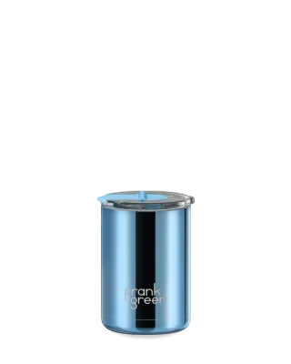 355ml Chrome Cup with Screw-in Hinge Lid - Chrome Light Blue
