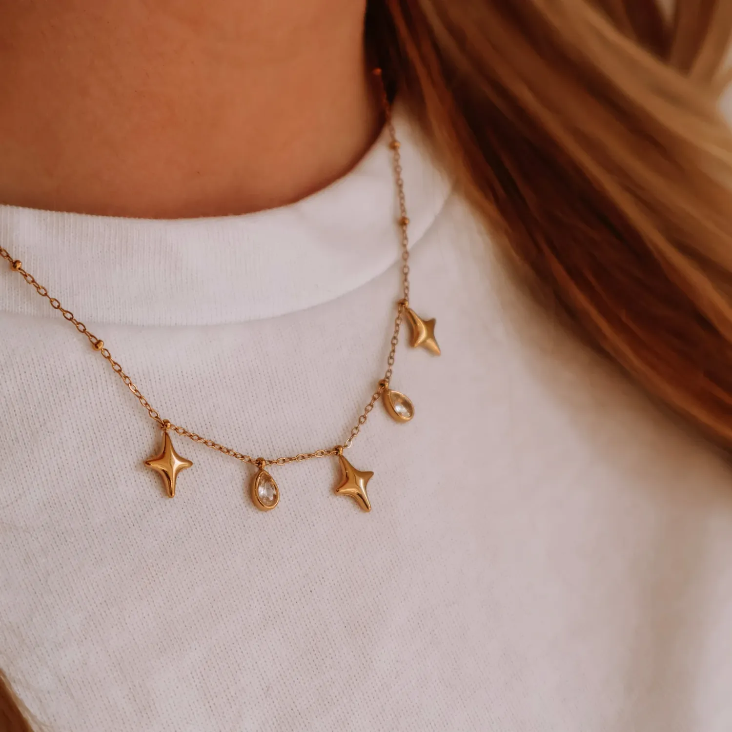 Diamond Charm Necklace - Gold