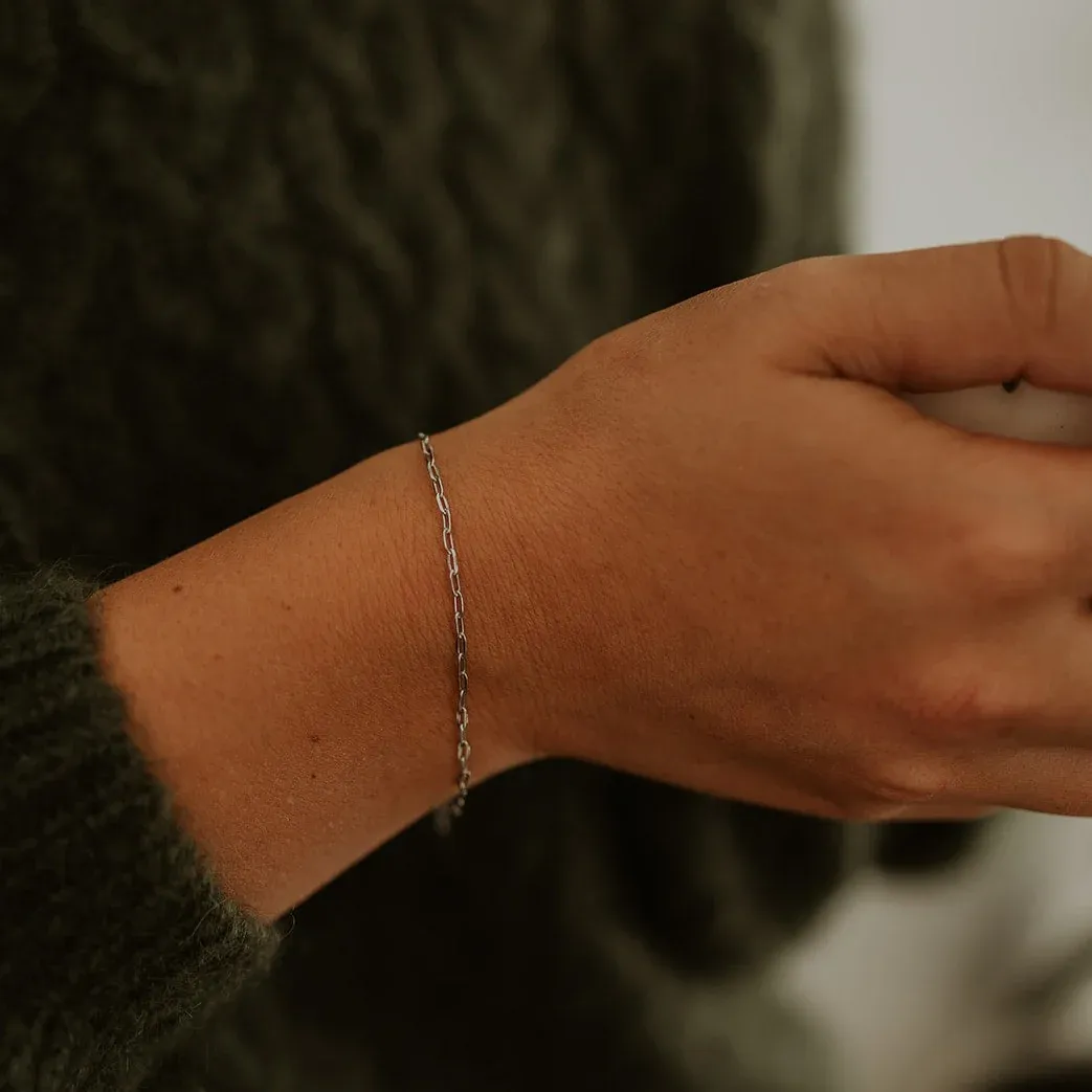 Mini Paperclip Chain Bracelet - Silver