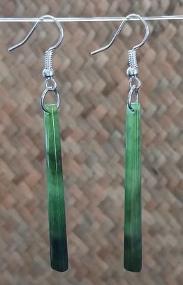 New Zealand Greenstone Stick Earrings 50mm