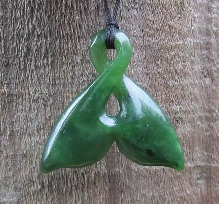 New Zealand Greenstone Whale Tale 40mm