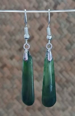 New Zealand Greenstone Drop Earrings 23mm