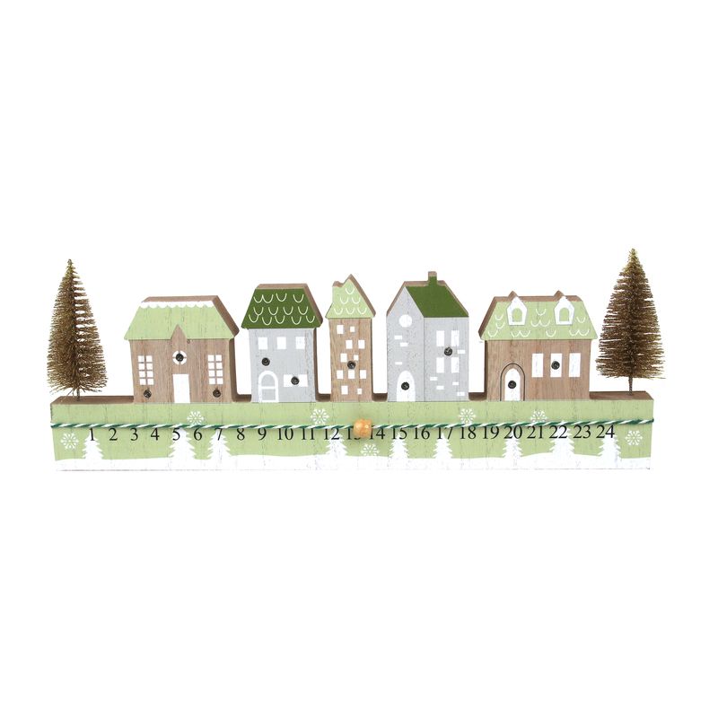 LED Wooden Christmas Village Advent Countdown – 38cm