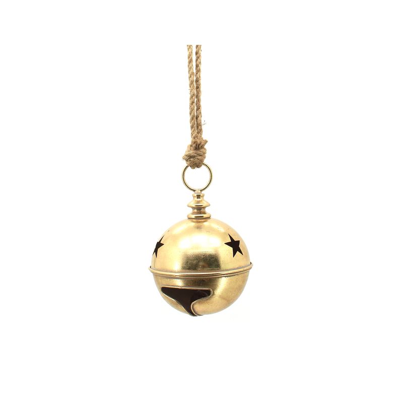 Oversized Gold Metal Christmas Bell with Stars – 16.5cm