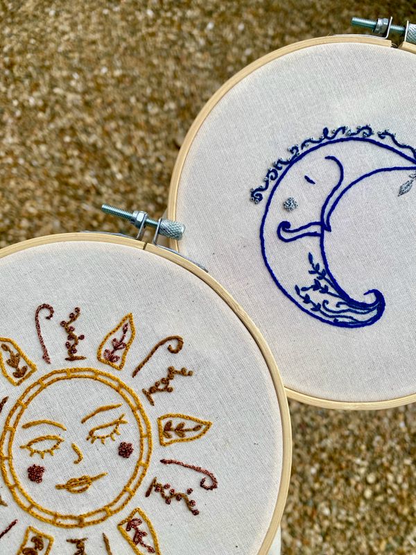 Duo de kits de broderie - Soleil & Lune