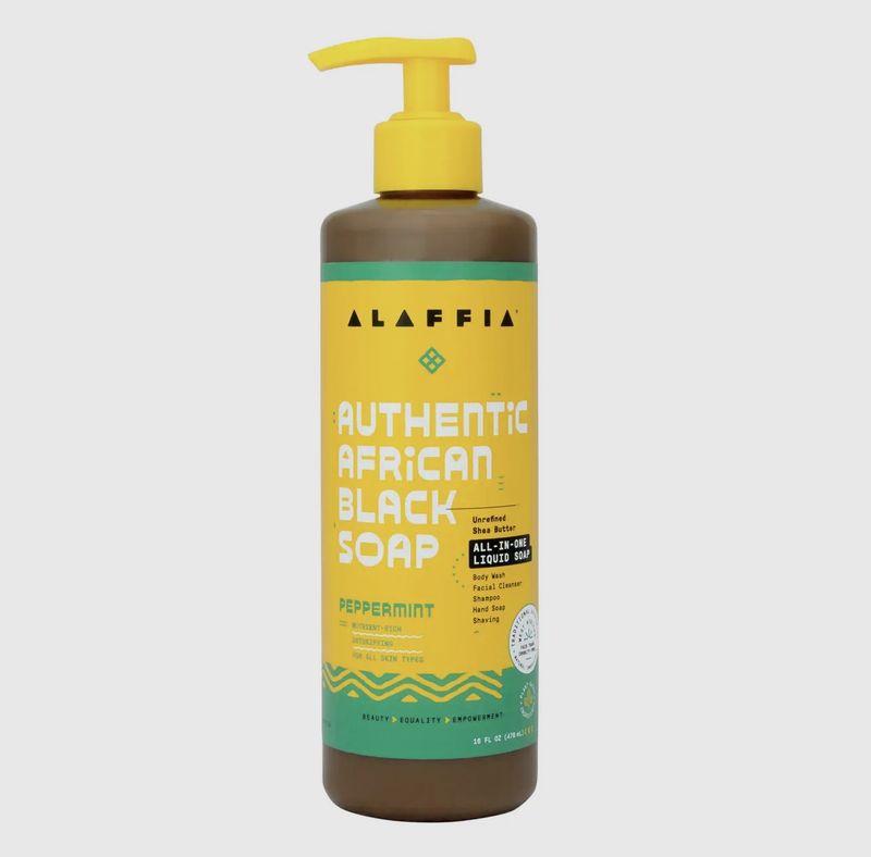 AUTHENTIC AFRICAN BLACK SOAP ALL-IN-ONE [PEPPERMINT] 16OZ