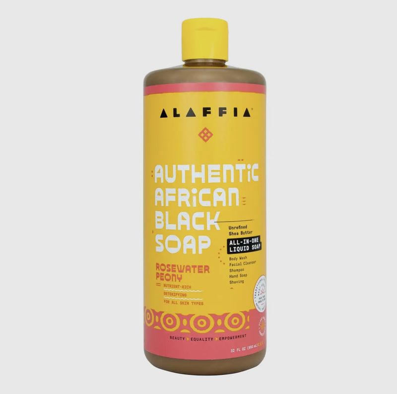 AUTHENTIC AFRICAN BLACK SOAP ALL-IN-ONE [ROSEWATER PEONY]
