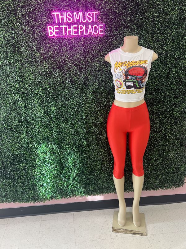 2PC "She's Outside" Biker Shorts Set