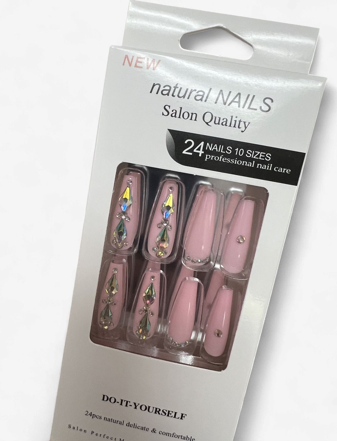 Natural Bejeweled Press on Nails [pink]