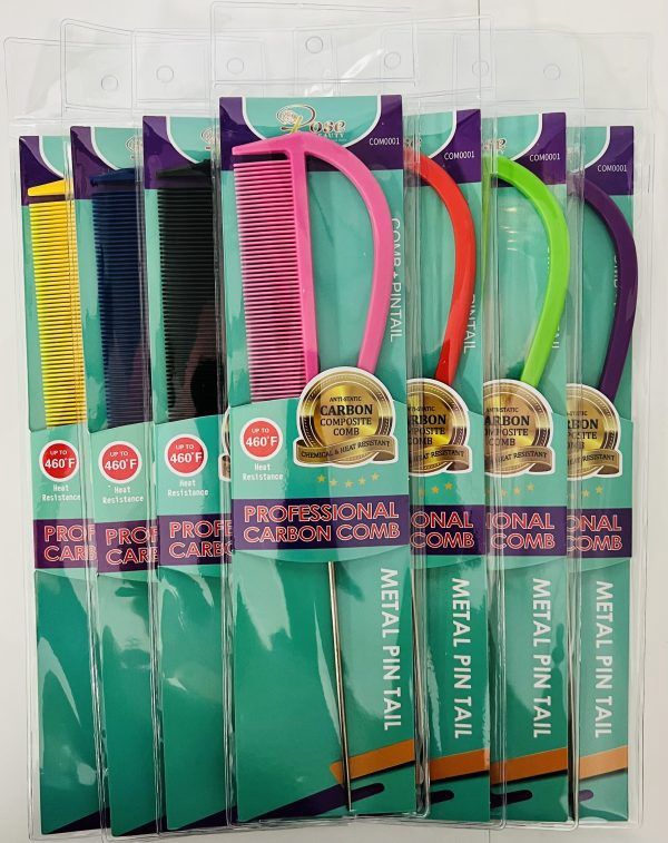 Professional Carbon Comb Metal Pin Tail