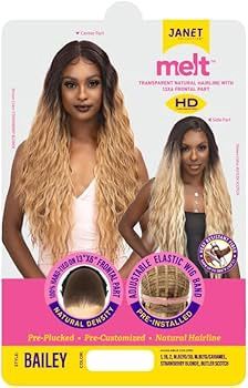 Janet Collection Melt Transparent Swiss Lace HD Natural 13X6 Frontal Wig [Bailey], Color: 1