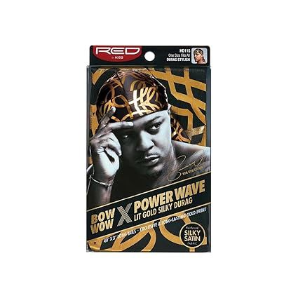 Red Power Wave Lit Gold Silky Durag
