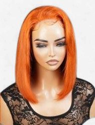 100% Human Hair Pre Cut Pre Plucked Glueless 5x5 Lace Wig 350 Bob 10"