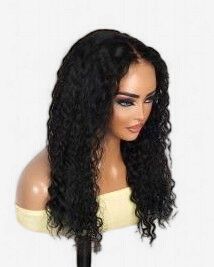 100% Human Hair Pre Cut Pre Plucked Glueless 7x5 Closure Wig Water Wave Natural 20"