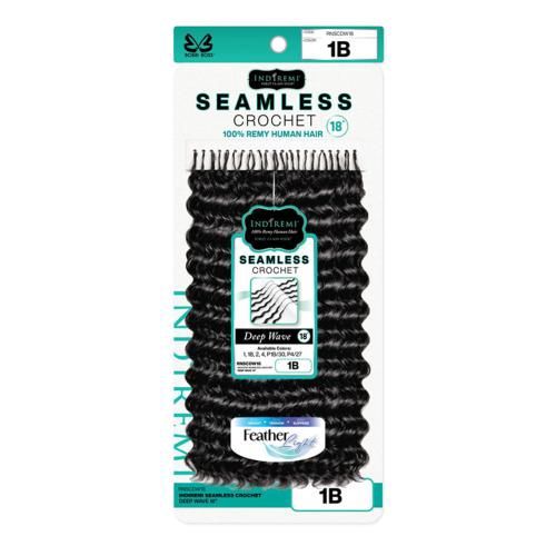 Bobbi Boss Human Hair Crochet Braids Indi Remi Seamless Feather Crochet Deep Wave 18"(50g)