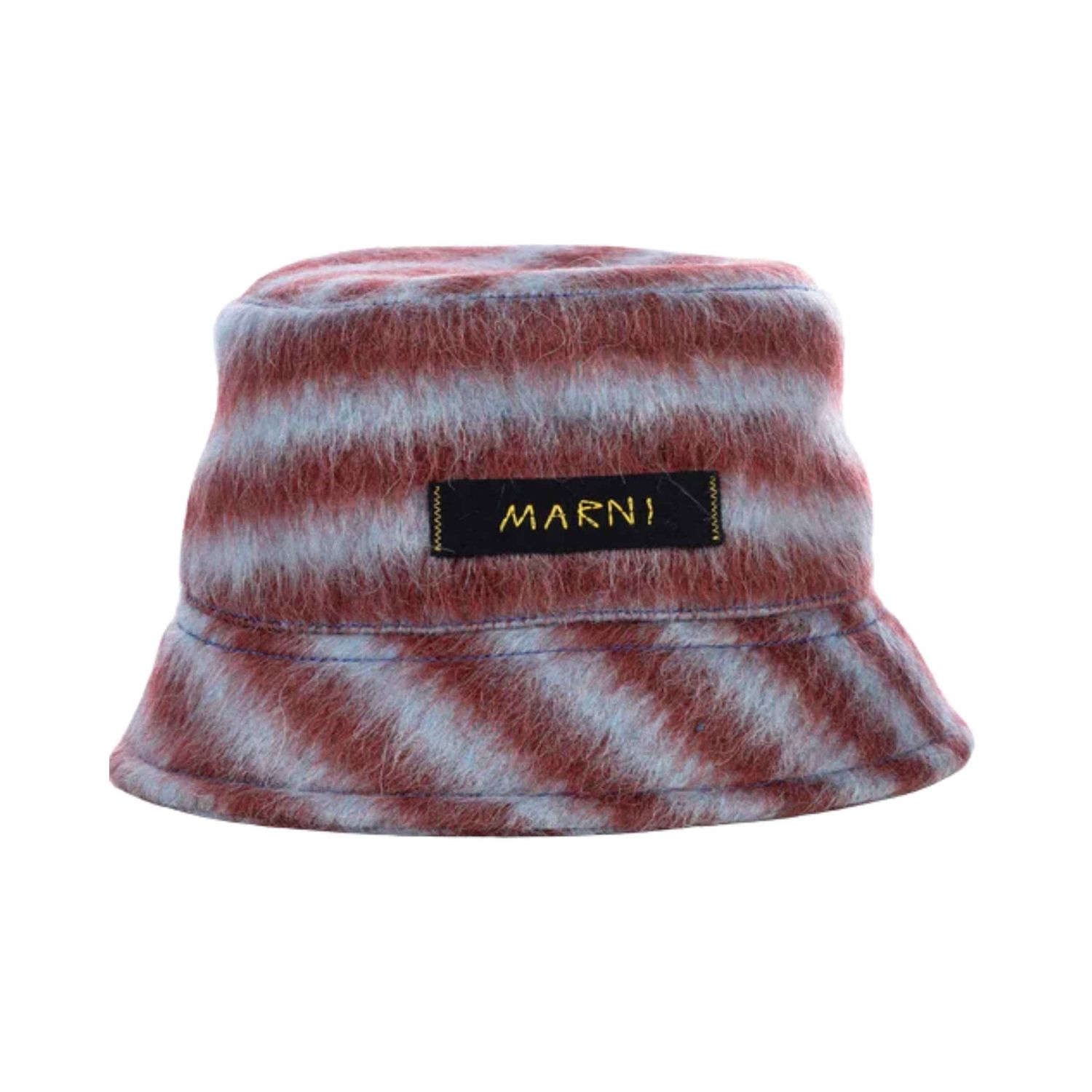 Marni Mohair Bucket Hat Red/Grey O/S