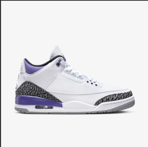 Air Jordan 3 Retro White/Black/Dark Iris Shoe 10
