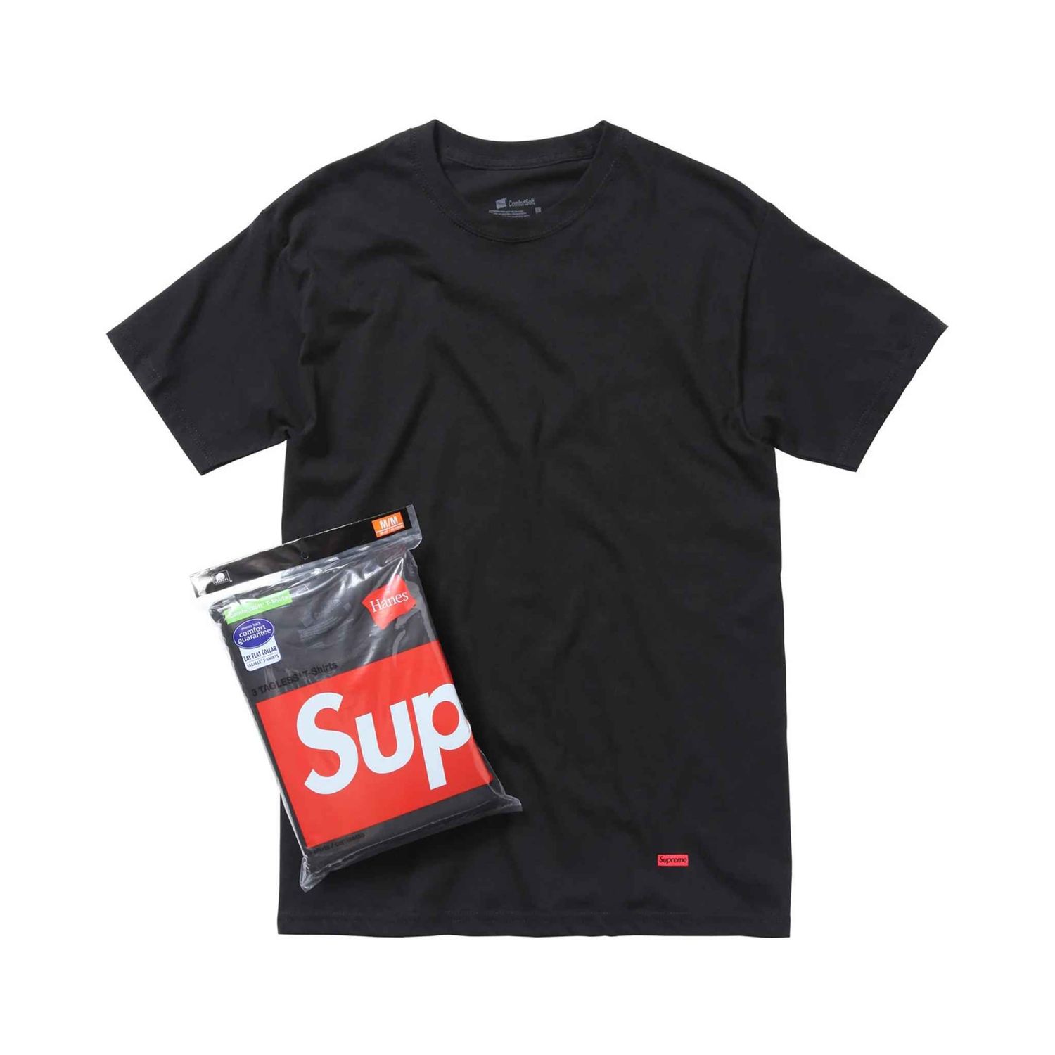 Supreme/Hanes Tagless T-Shirt Black 3 Pack M