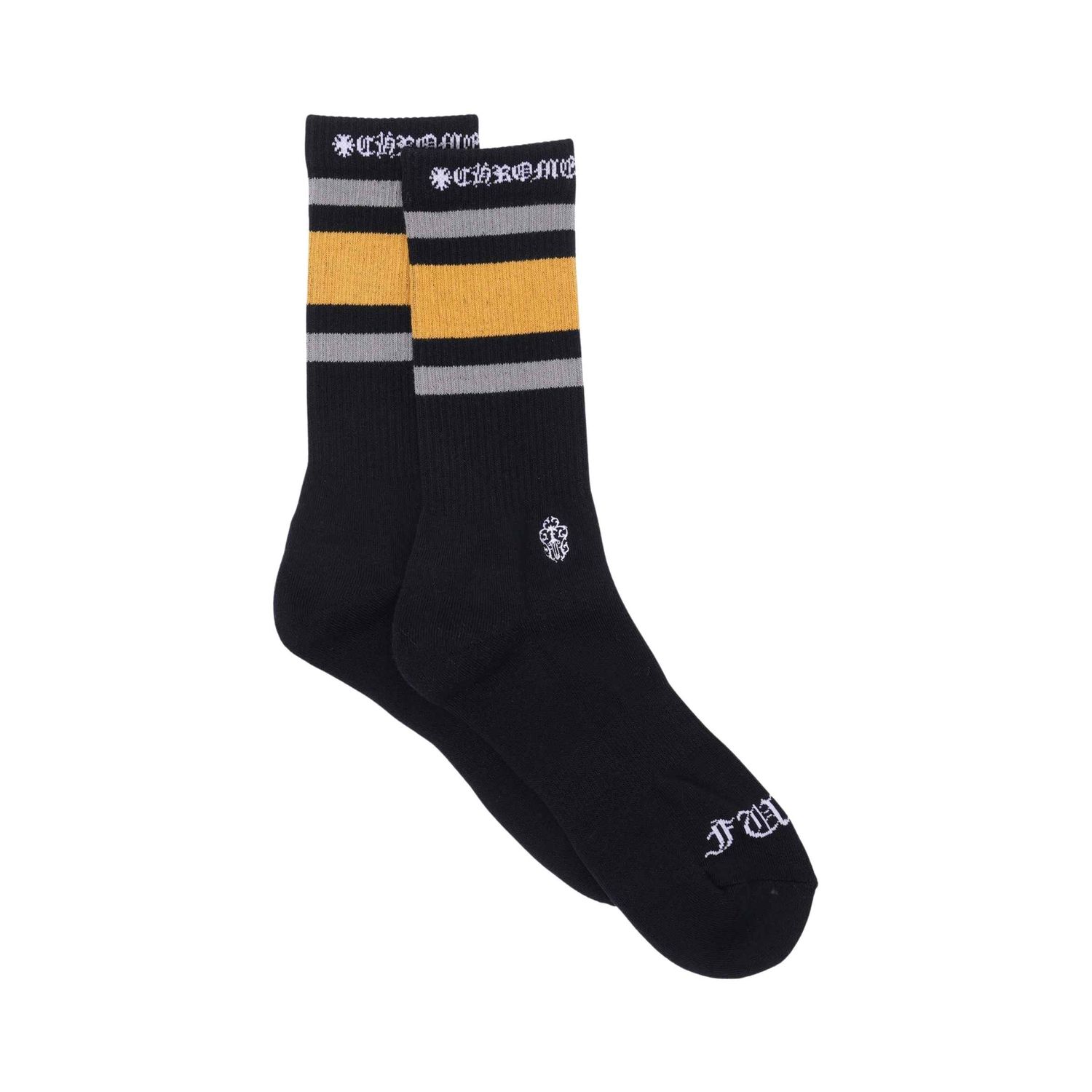 Chrome Hearts Socks Black/Yellow/Grey Stripes M