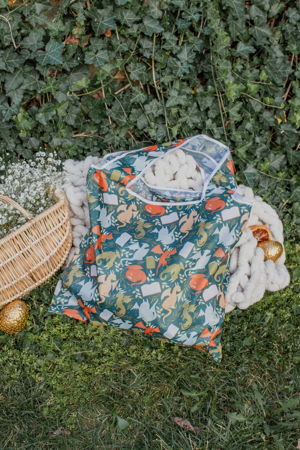 Littlest Book Dragons | Reusable Bookish Grocery Tote Bag