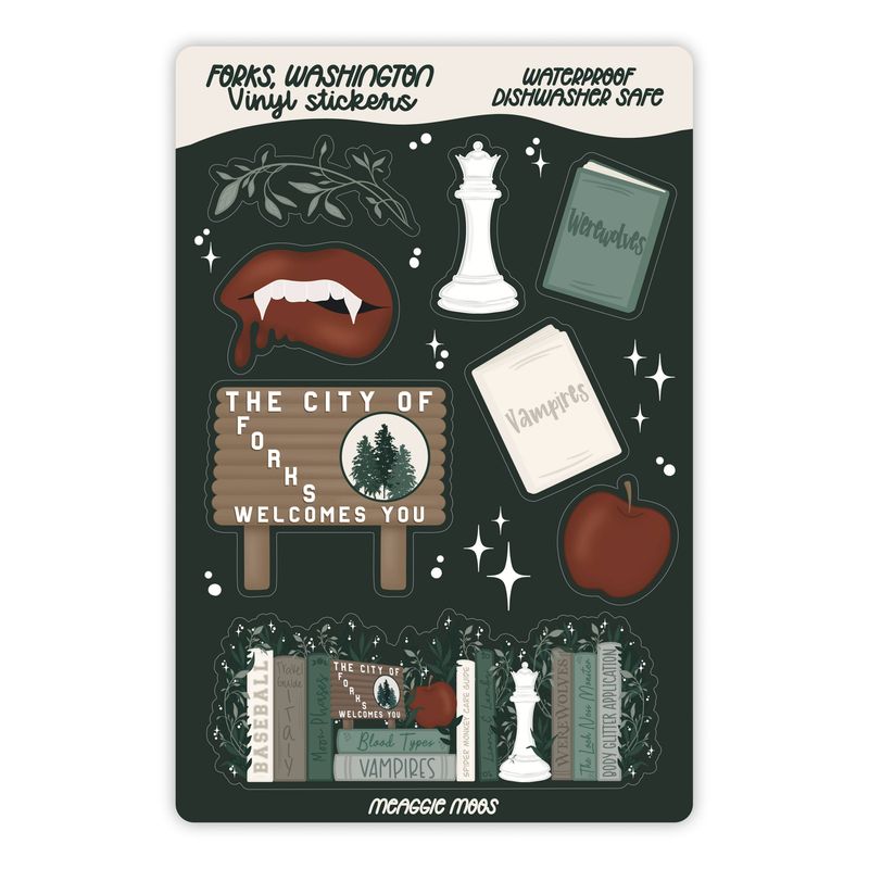 Forks Washington Waterproof Vinyl Sticker Sheet