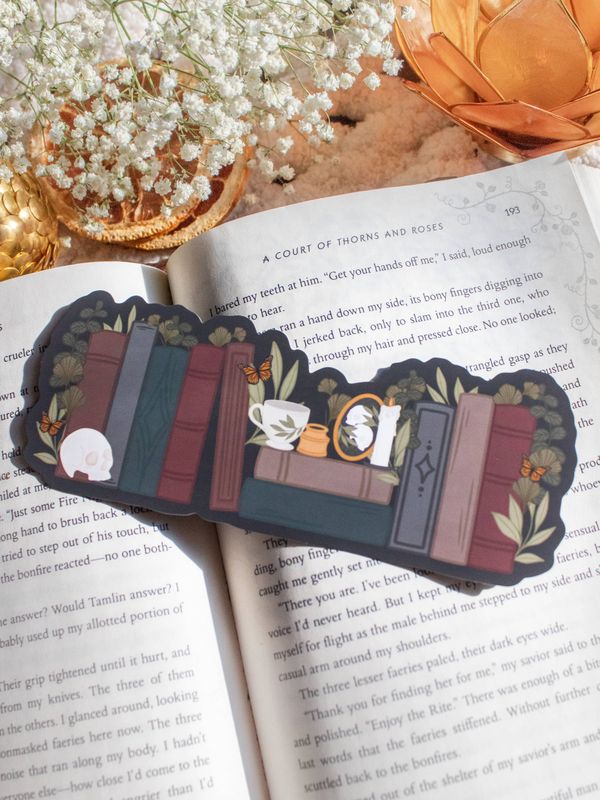 Dark Academia Bookshelf Bookmark  | Soft Touch