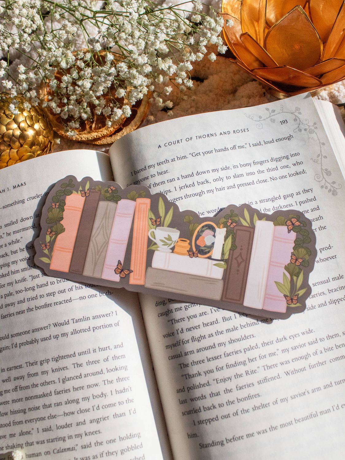 Light Academia Bookshelf Bookmark  | Soft Touch