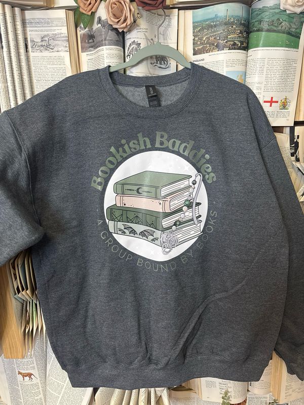 Bookish Baddies Crewneck- dark grey