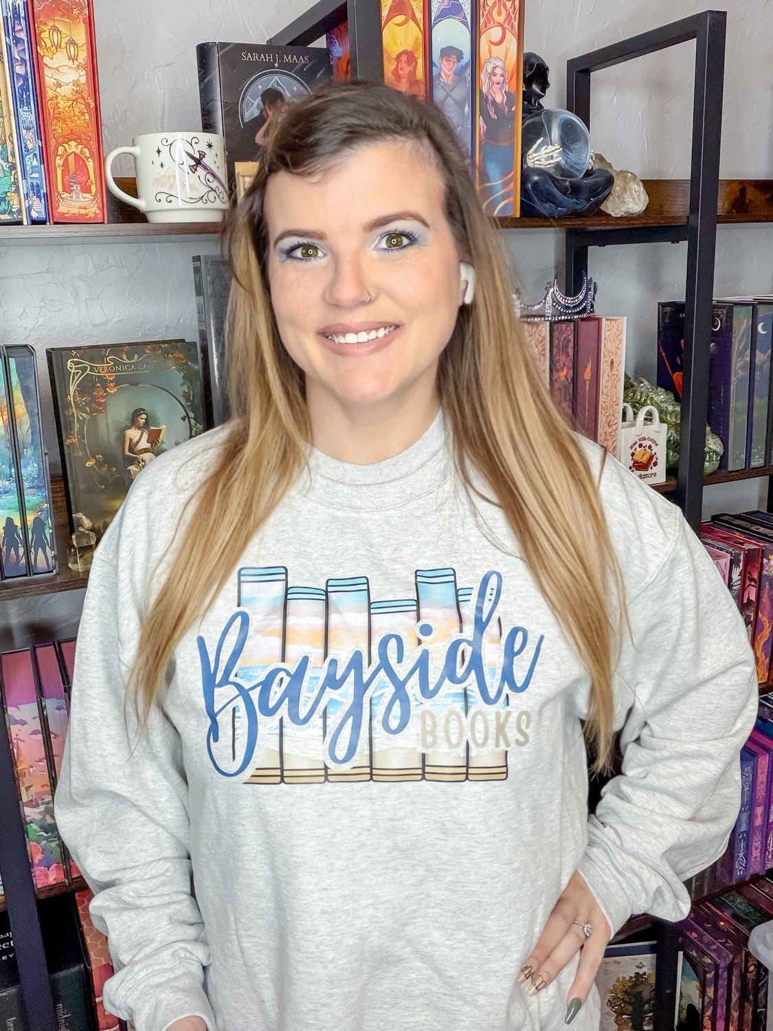 Bayside Books crewneck- light grey