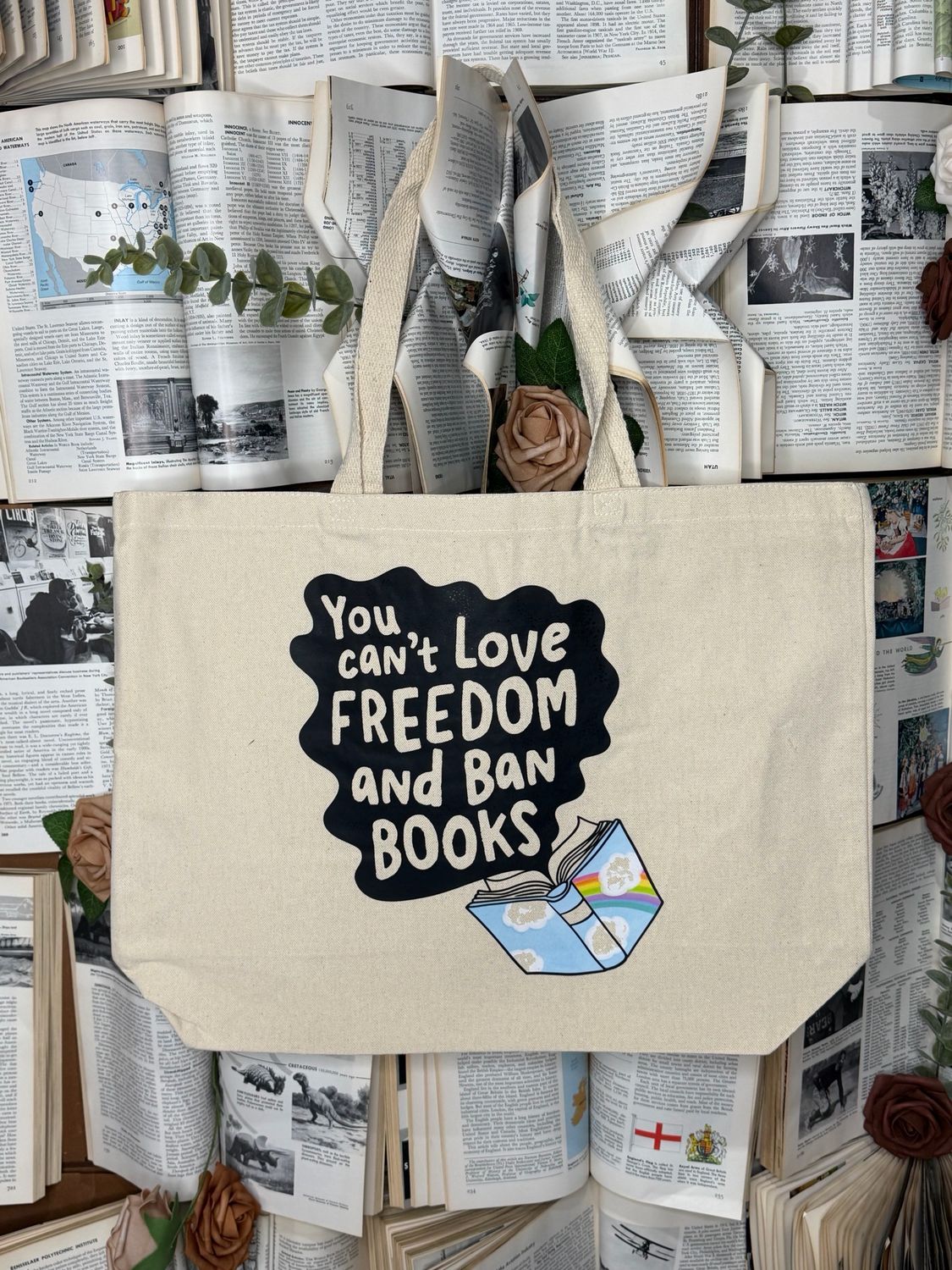 Large You Can’t Love Freedom Tote