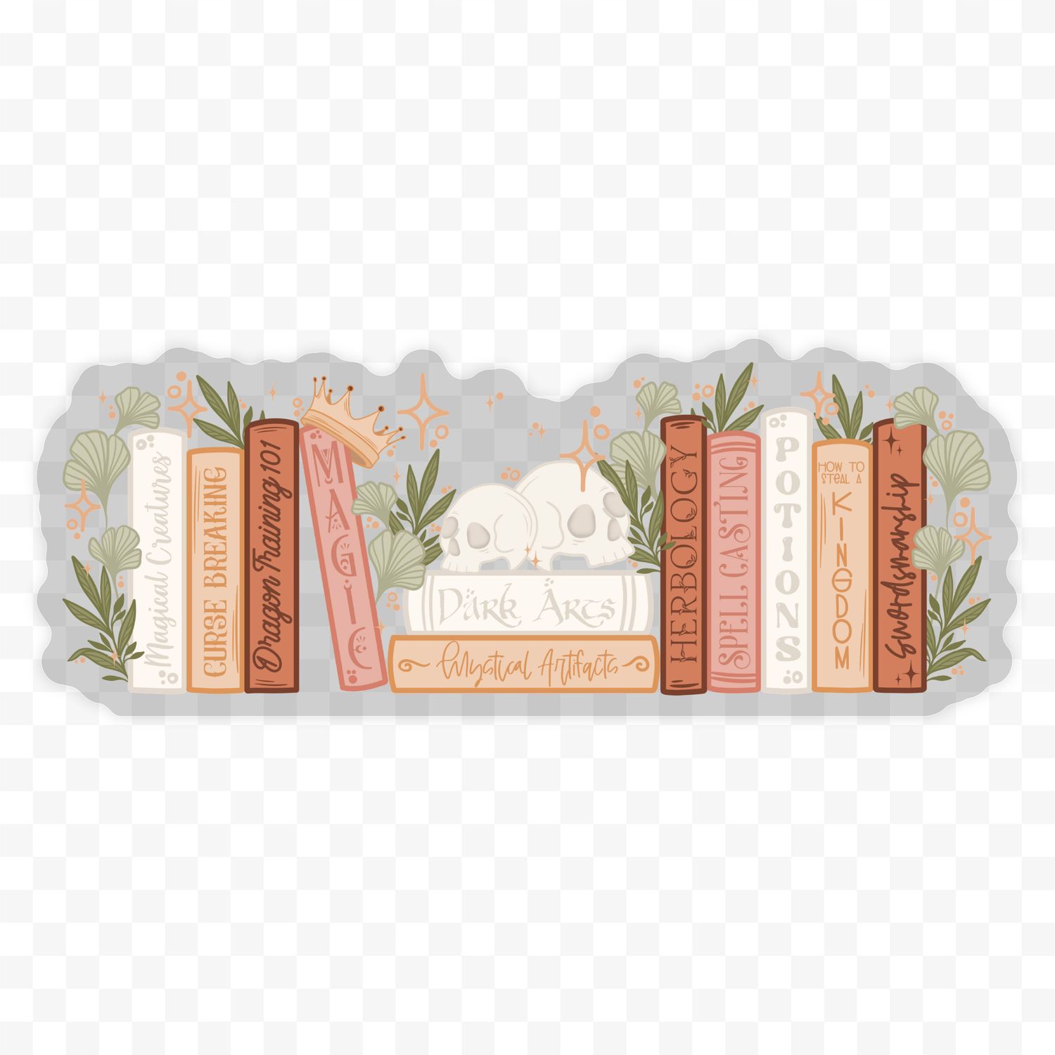 Cozy Fantasy Bookshelf Sticker | 4.25"