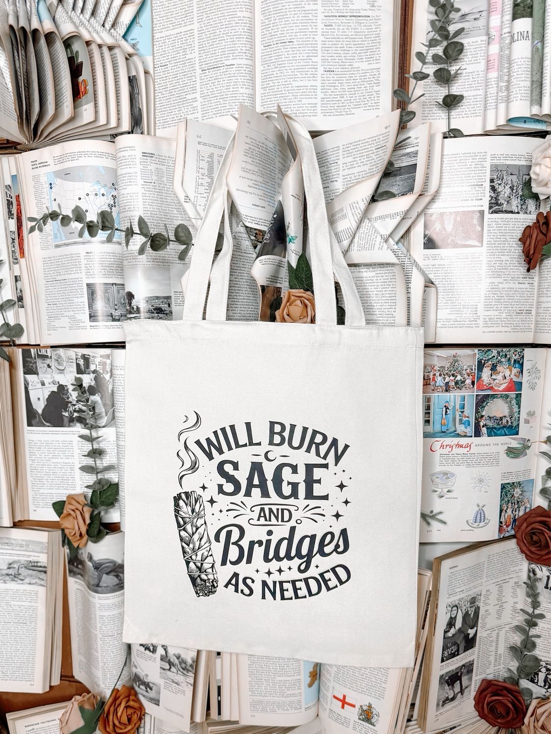 Small Will Burn Sage And Bridges Tote