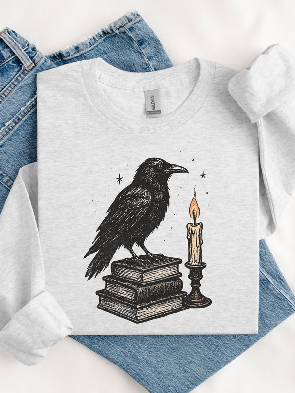 Raven Book Stack Crewneck