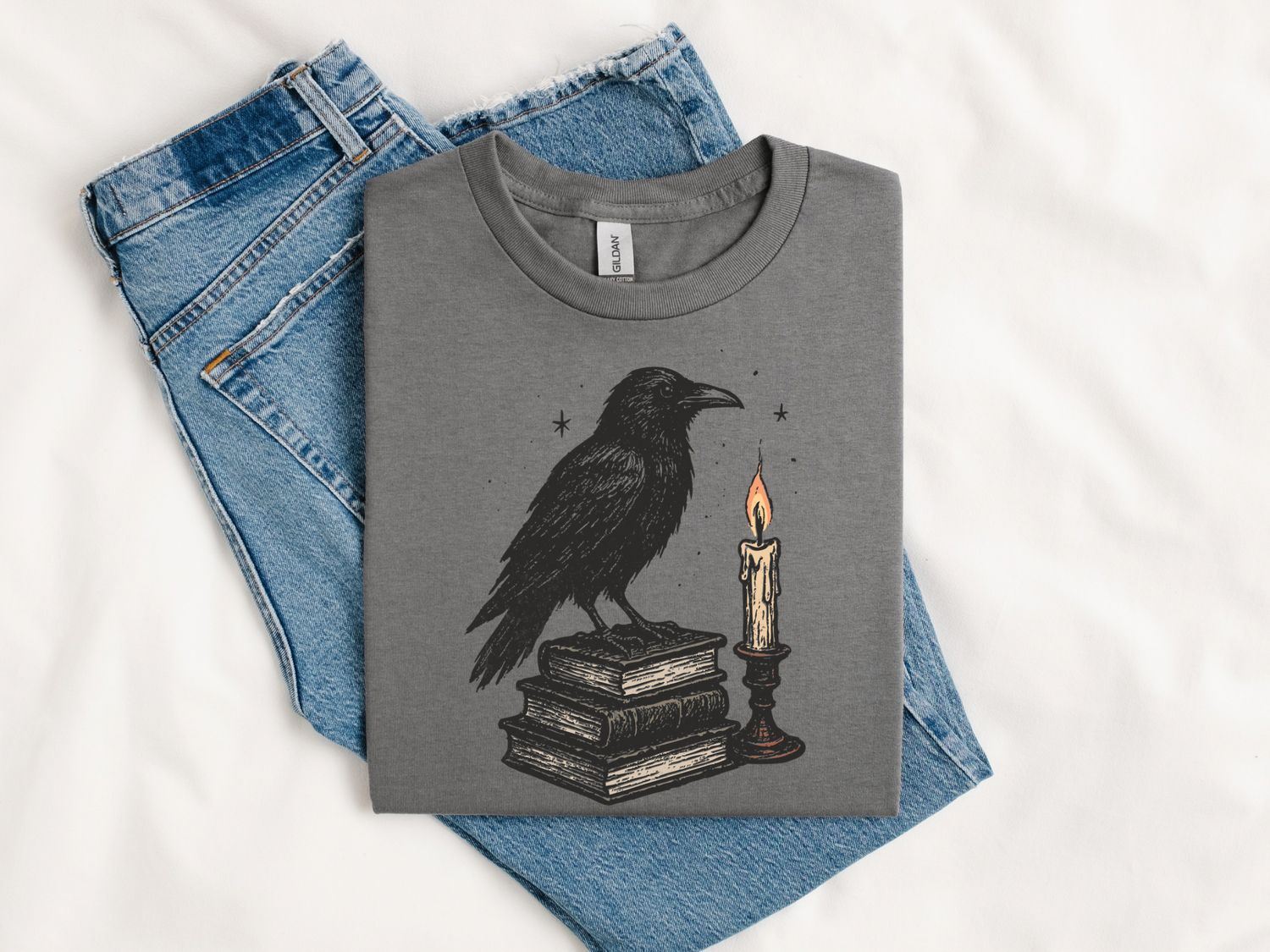 Raven Book Stack Tee