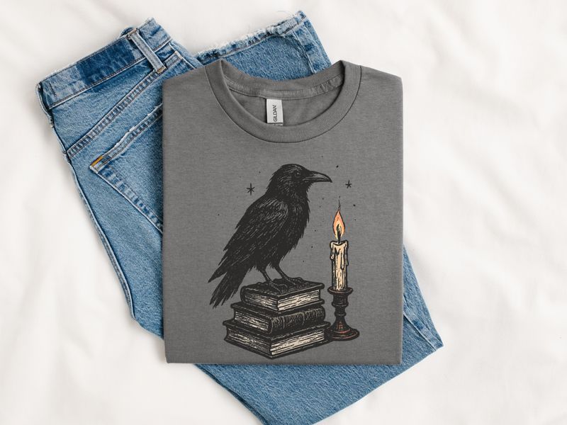 Raven Book Stack Tee