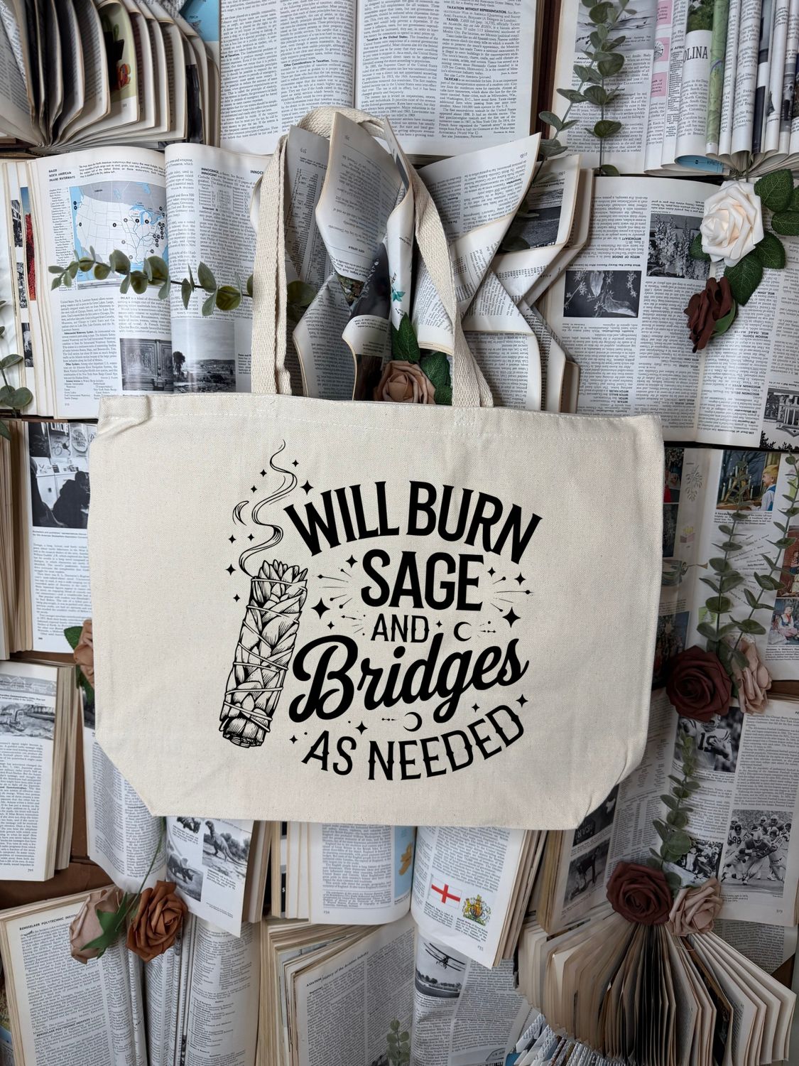 Large Will Burn Sage &amp; Bridges Tote