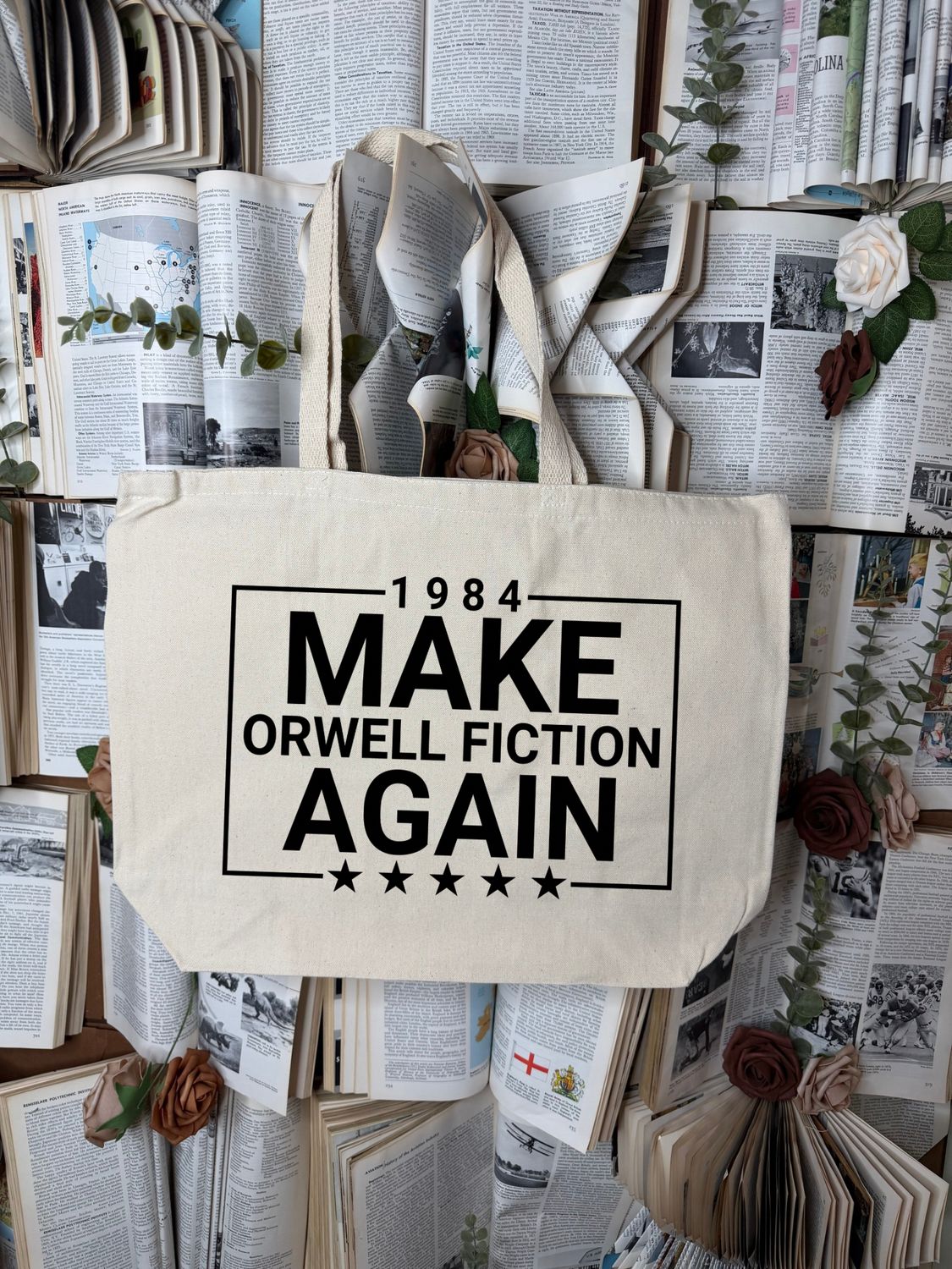 Large Make Orwell Fiction Again Tote