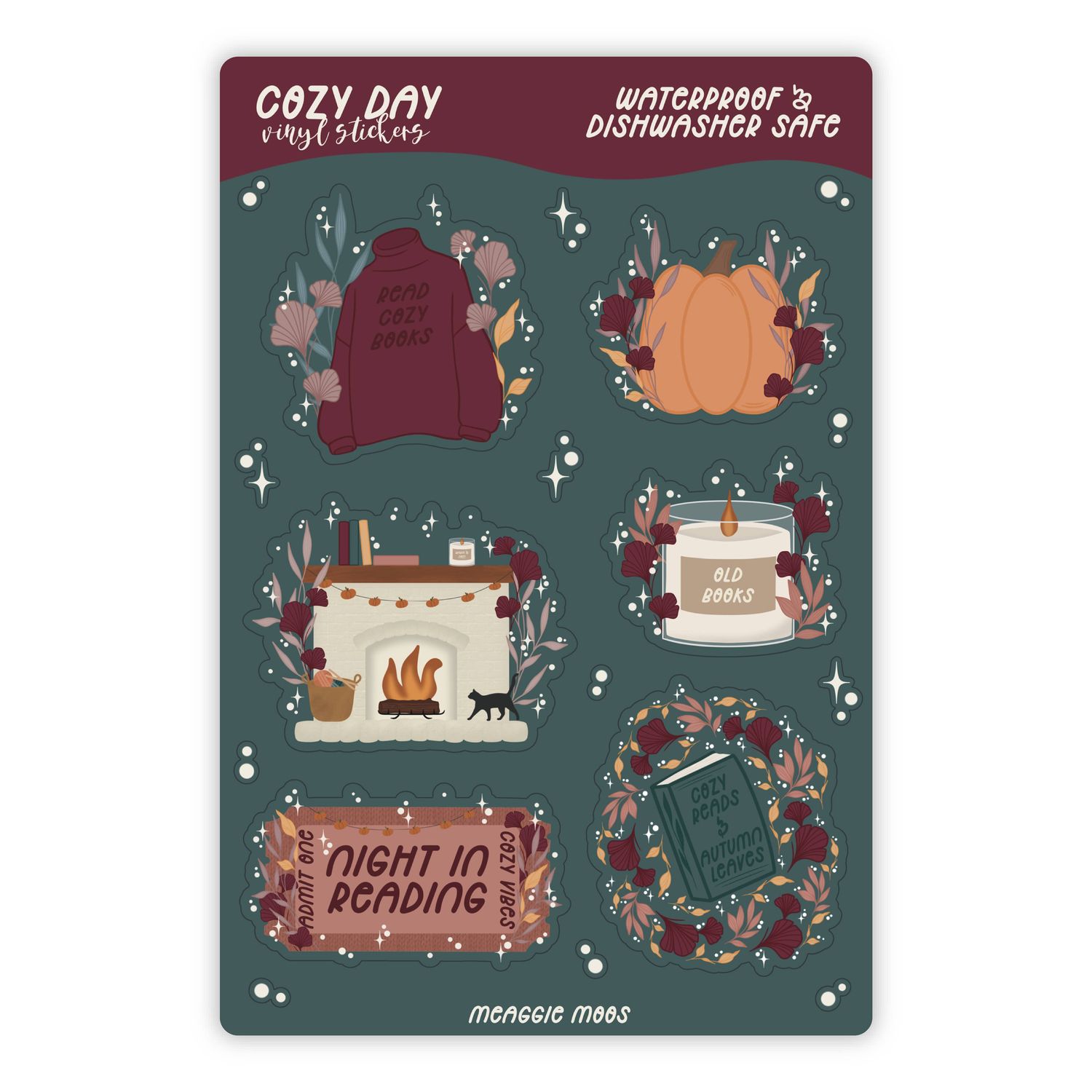 Cozy Day Waterproof Vinyl Sticker Sheet